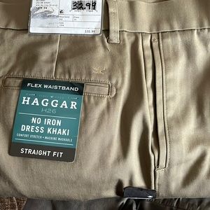 Mens Haggar H29 No iron dress khaki 34/34